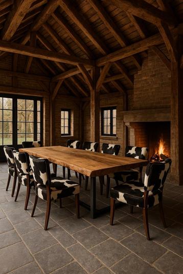 Unieke Bistrostoel Koeienhuid Tricolor beschikbaar voor biedingen