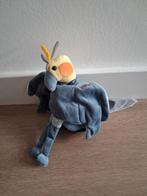 Handpop knuffel Beleduc valkparkiet vogel grijs geel L350, Kinderen en Baby's, Ophalen of Verzenden, Zo goed als nieuw, Overige typen