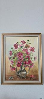 Schilderij olieverf bloemen op doek (gesigneerd HJTC '85), Antiek en Kunst, Kunst | Schilderijen | Klassiek, Ophalen of Verzenden