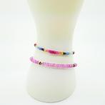 Twee armbandjes regenboog saffier en roze topaas, Verzenden, Zo goed als nieuw, Nvt, Roze