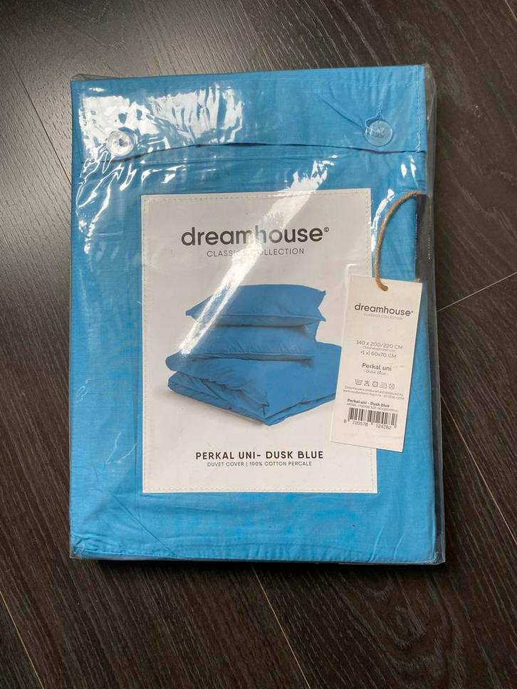 Nieuw 1-persoons dekbedovertrek + sloop, Huis en Inrichting, Slaapkamer | Beddengoed, Nieuw, Dekbedovertrek, Eenpersoons, Blauw