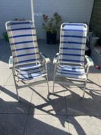 Te koop 2 campingstoelen incl 2 voetensteunen, Ophalen, Gebruikt, Campingstoel