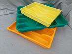3 vintage bestekbakken in leuke kleuren, Ophalen of Verzenden, Gebruikt, Kunststof