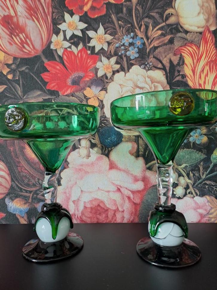 Bijzondere Groene Glazen/Bokalen, Antiek en Kunst, Antiek | Glas en Kristal, Ophalen of Verzenden