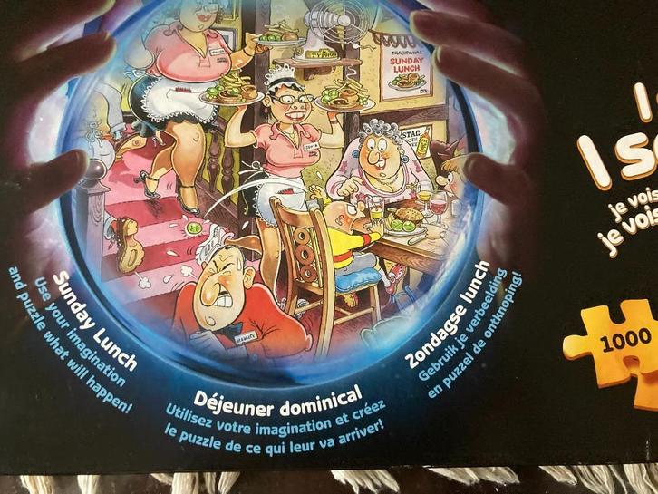 2 wasgij puzzels met missende stukjes met flinke korting, Hobby en Vrije tijd, Denksport en Puzzels, Gebruikt, Legpuzzel, 500 t/m 1500 stukjes
