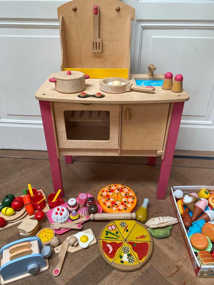 Houten Speelkeuken met veel extra’s, Kinderen en Baby's, Speelgoed | Speelkeukens, Gebruikt, Speelkeuken, Hout, Ophalen