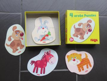 Vier eerste puzzels, 2-3-4 stukjes, jonge dieren HABA.  beschikbaar voor biedingen