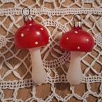 2 vintage paddestoel kerstballen - glas !, Ophalen of Verzenden