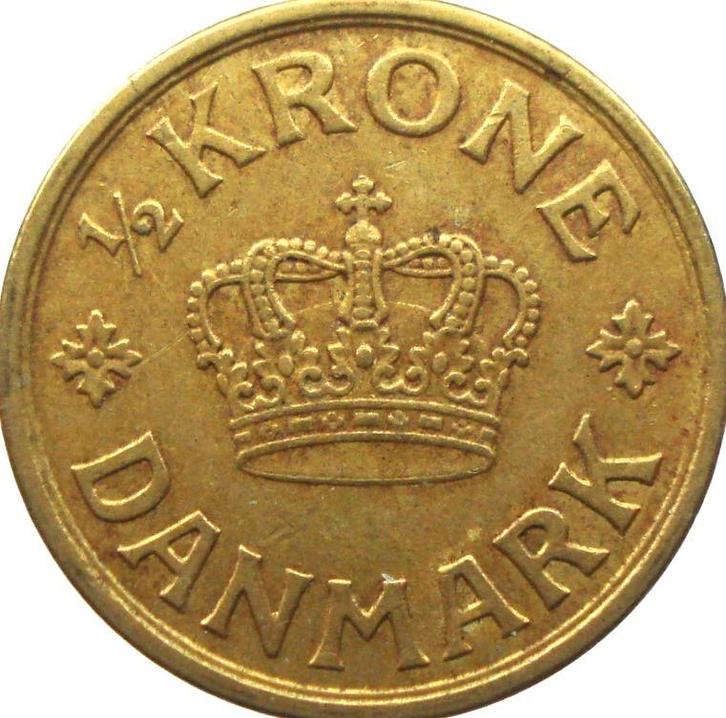 Denemarken 0,5 krone 1924 (schaars), Postzegels en Munten, Munten | Europa | Niet-Euromunten, Losse munt, Overige landen, Ophalen of Verzenden
