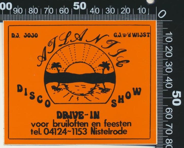 Sticker: Disco Drive-in Show Atlantic - Nistelrode (1), Verzamelen, Stickers, Zo goed als nieuw, Bedrijf of Vereniging, Ophalen of Verzenden