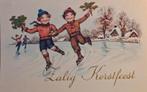 Samen schaatsen-  1940/45, Verzamelen, Ansichtkaarten | Themakaarten, Verzenden, 1940 tot 1960, Ongelopen, Kinderen