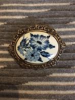 Zilver Delfts blauw broche, Antiek en Kunst, Ophalen of Verzenden, Zilver
