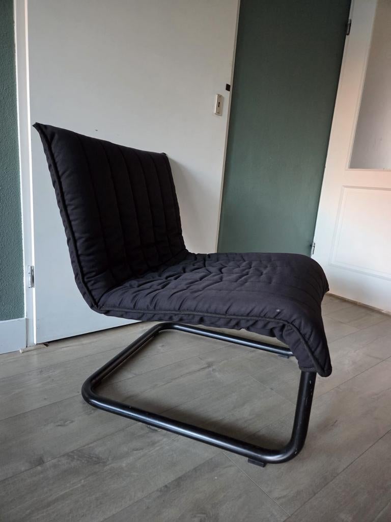Vintage Deens design lounge chair – steel tube – jaren 80”, Ophalen, Eén