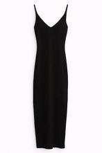 Zwarte ribgebreide jurk met spaghettibandjes, Zwart, Ophalen of Verzenden, Zo goed als nieuw, Maat 36 (S)