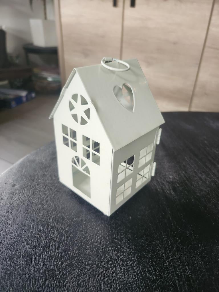 Wit leuk metalen huisje voor waxinelichtje, Ophalen of Verzenden, Wit, Metaal, Minder dan 25 cm
