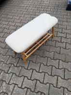 Bankje met teddy stof en houten onderstel, Ophalen, Gebruikt, Minder dan 75 cm, Tweepersoons