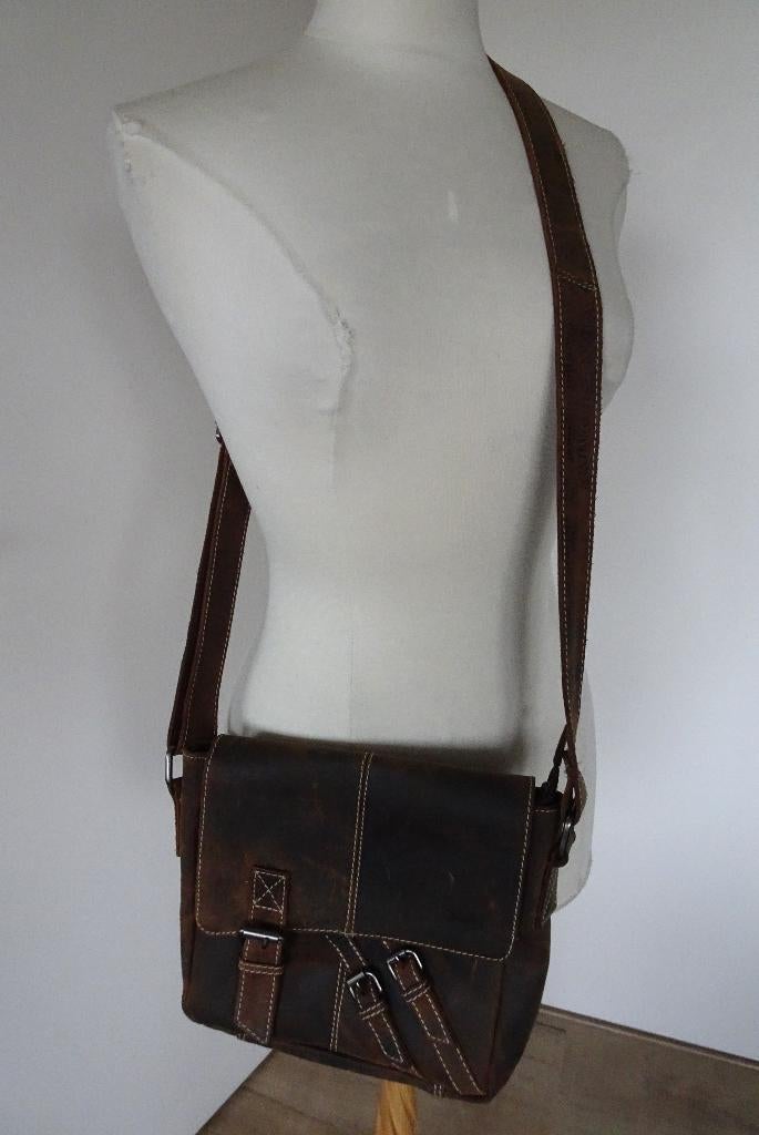 LEREN TAS VAN VEN TOMY, Sieraden, Tassen en Uiterlijk, Tassen | Damestassen, Ophalen of Verzenden, Zo goed als nieuw, Bruin, Schoudertasje