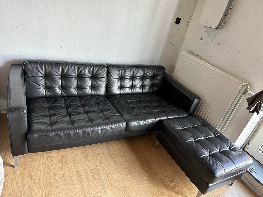 Ikea Landskrona 3 zitsbank met voetenbank, Gebruikt, Driepersoons, Ophalen of Verzenden, Rechte bank