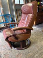 Elektrische Sta-op Stoel Cognac Leer - 100% Werkend, Huis en Inrichting, Fauteuils, Ophalen, Gebruikt, Leer, 75 tot 100 cm