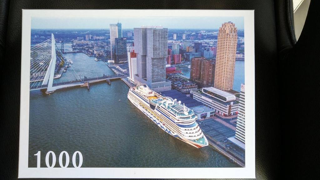 Puzzel van Rotterdam met de  Erasmus brug, Hobby en Vrije tijd, Denksport en Puzzels, Ophalen, 500 t/m 1500 stukjes