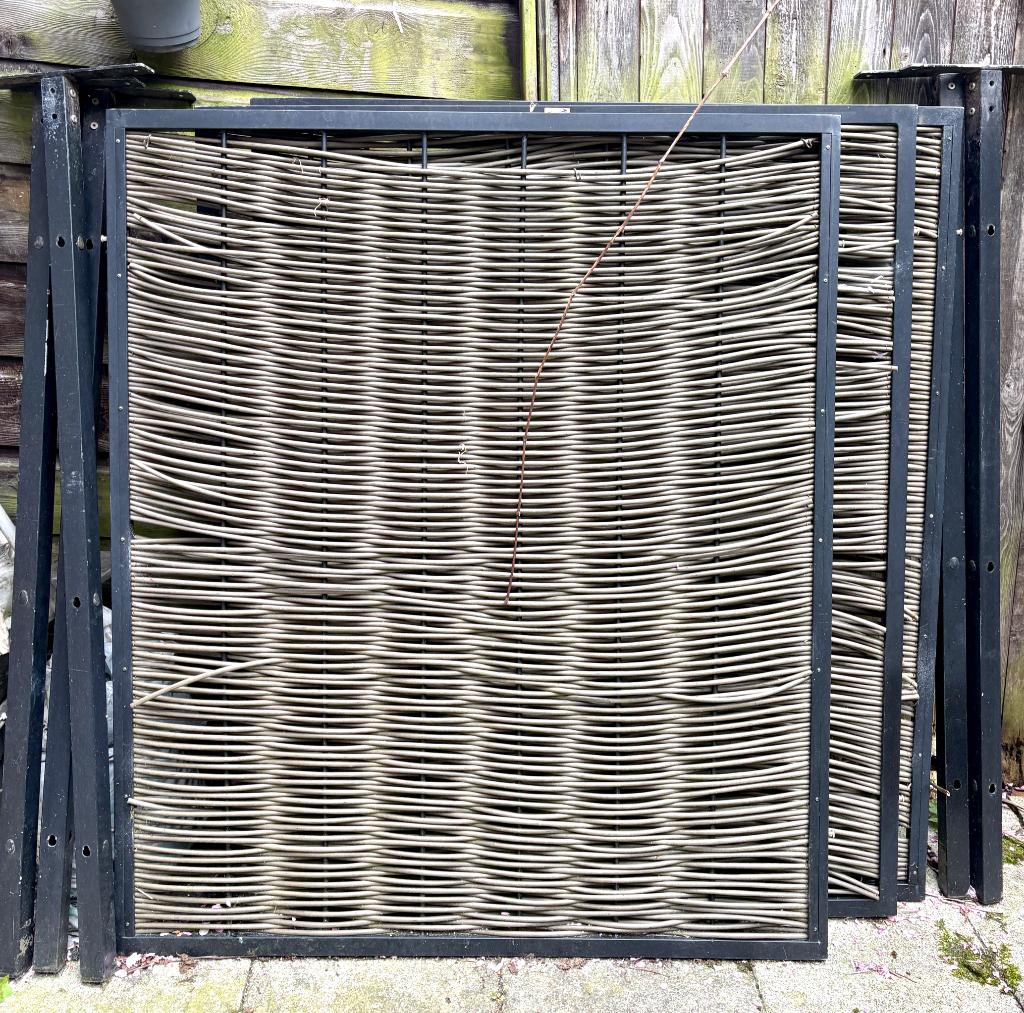 Tuinscherm bruin gevlochten terrasscherm 3st, Ophalen, Gebruikt, 100 tot 150 cm, 100 tot 150 cm