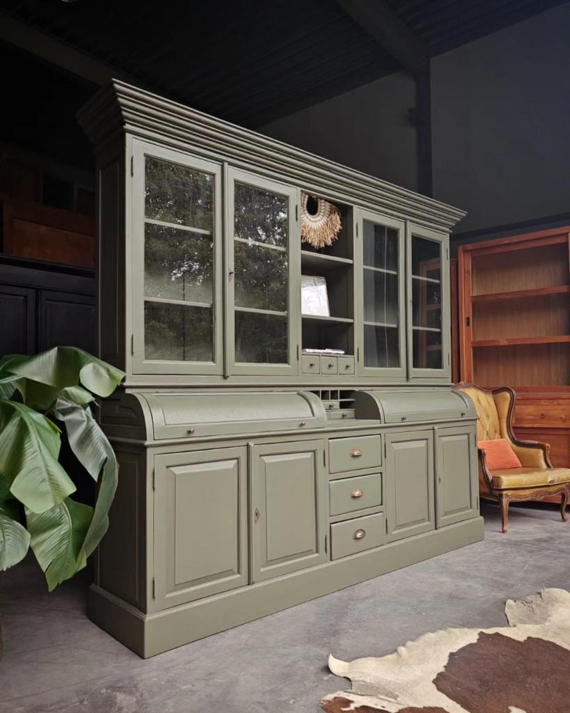 Mosgroene Grutterskast | Apothekerskast | buffetkast #532, Huis en Inrichting, Kasten | Buffetkasten, Niet ingevuld, 200 cm of meer