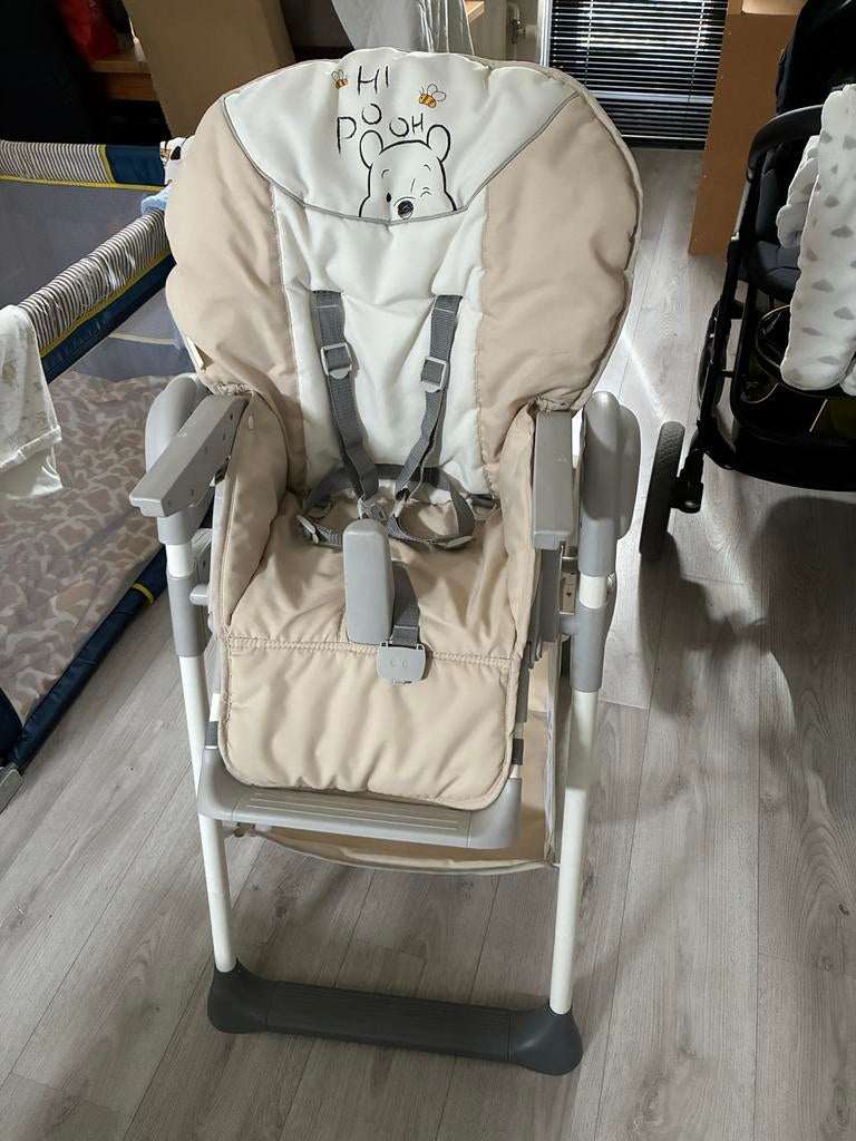 Hauck kinderstoel met Winnie de Poeh print, Ophalen, Gebruikt, Inklapstoel, Afneembaar eetblad