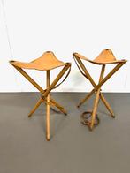Vintage Scandinavische opvouwbare jacht krukjes , jaren 60, Ophalen of Verzenden, Gebruikt, Hout