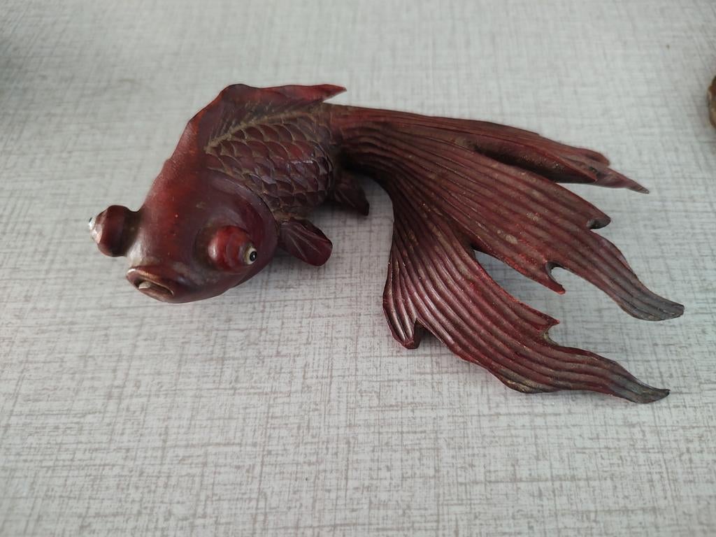 Vintage Aziatisch Houtsnijwerk Vis met Mooie Details, Antiek en Kunst, Kunst | Beelden en Houtsnijwerken, Ophalen, Houtsnijwerk