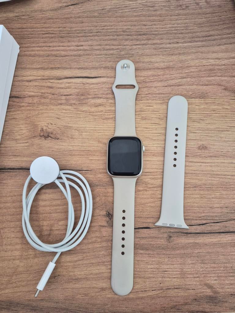 Apple Watch Series 8 45mm Starlight, Ophalen of Verzenden, Zo goed als nieuw, IOS