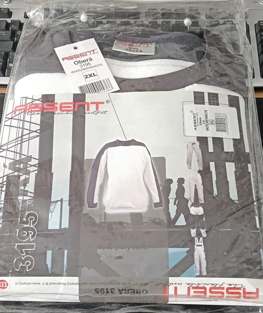 Assent Obera 3195 sweater wit/antraciet 2XL, Ophalen of Verzenden