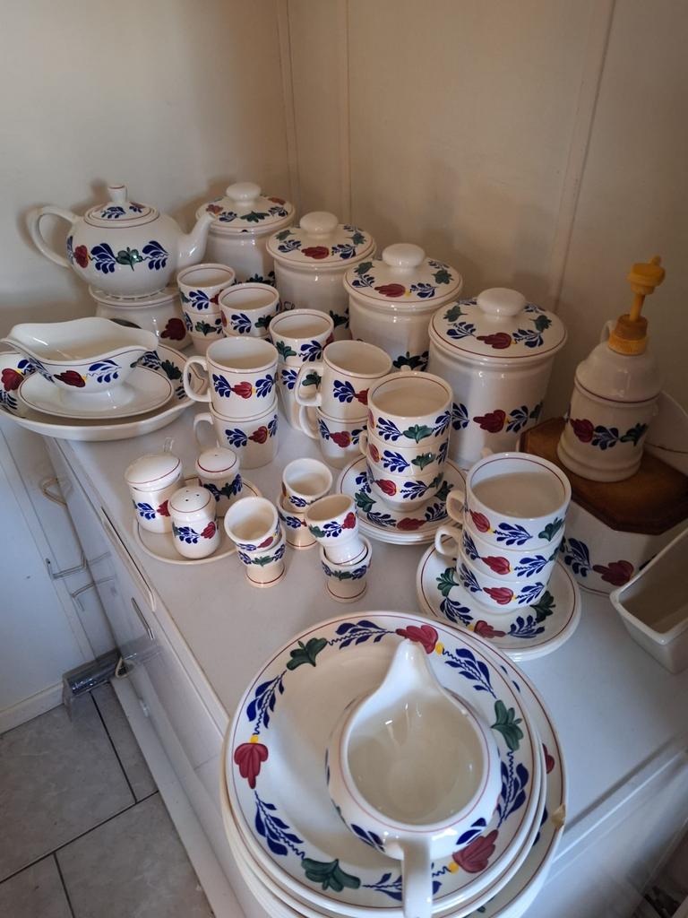 Gebruikt boerenbont servies, Huis en Inrichting, Keuken | Servies, Ophalen, Gebruikt, Aardewerk, Boerenbont