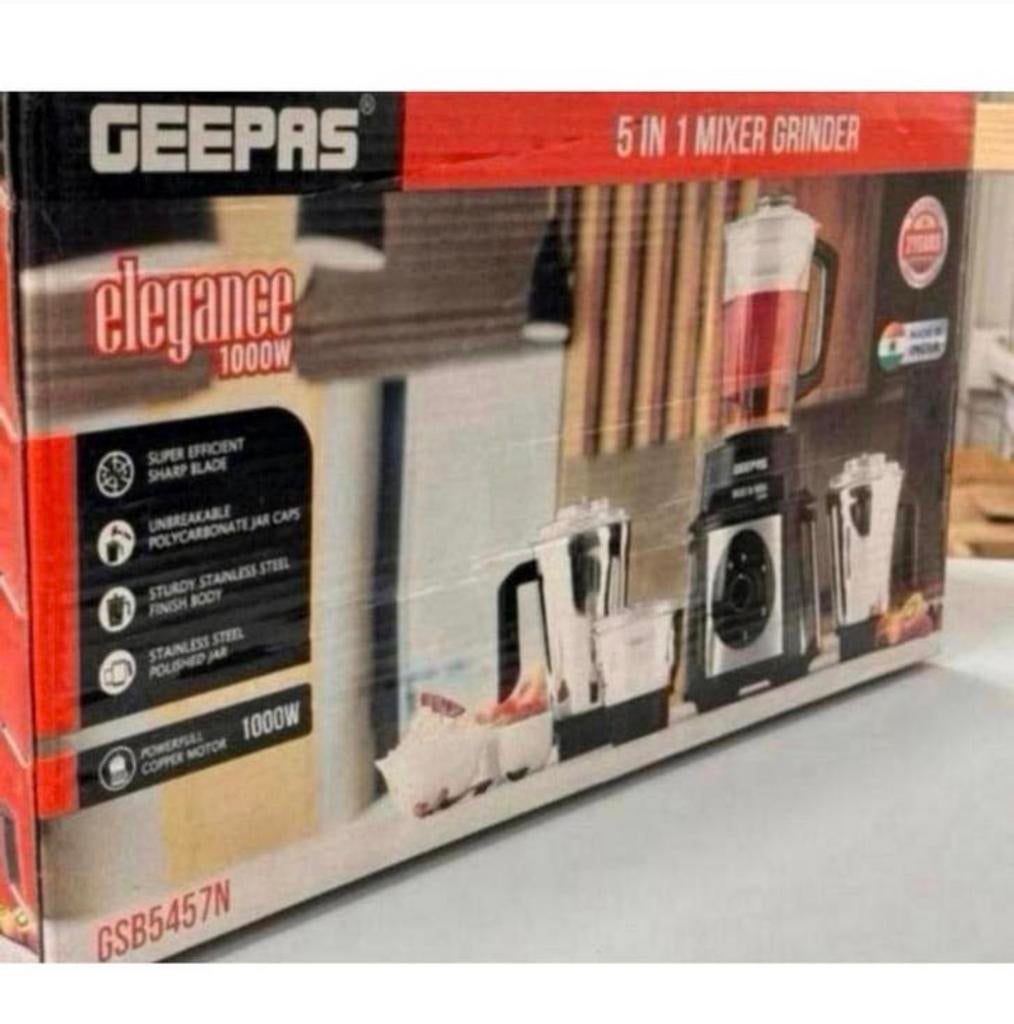 1000W SET 5-in-1 Mixer Blender Juicer 1.5L + bekers rvs, 1 tot 2 liter, Nieuw, 3 snelheden of meer, Ophalen of Verzenden