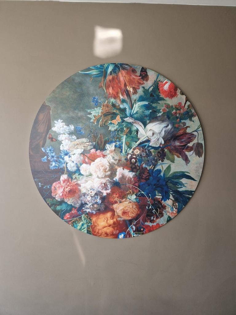 Rond schilderij stilleven met bloemen van Huysum, Ophalen of Verzenden
