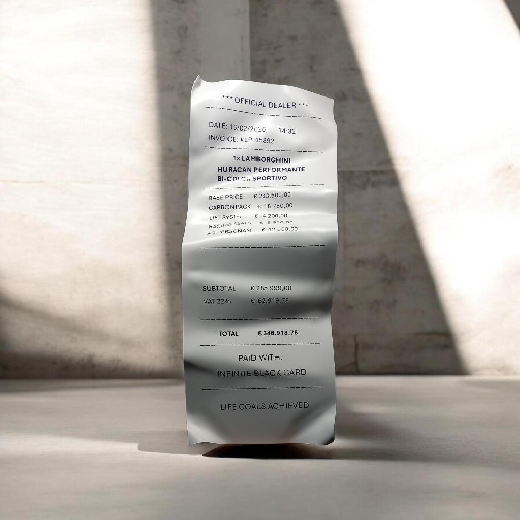 Lamborghini giant receipt 150x50cm, Ophalen of Verzenden