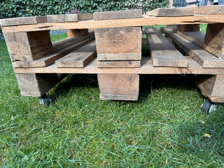 Pallet Salontafel op Wielen, Huis en Inrichting, Tafels | Salontafels, Gebruikt, Minder dan 50 cm, 50 tot 100 cm, 100 tot 150 cm