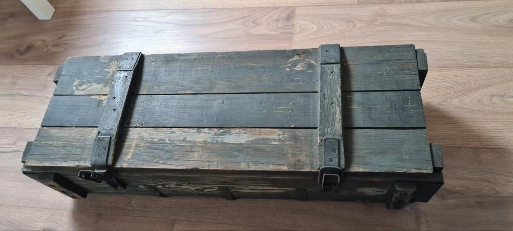 Stoere groene houten kist voor kinderkamer of opberger, Ophalen, 50 tot 100 cm, Minder dan 50 cm, Minder dan 50 cm