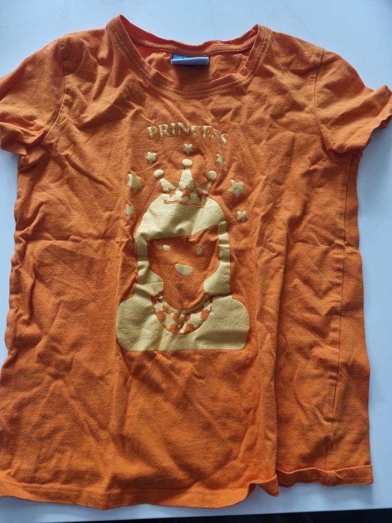 Oranje t-shirt maat 134-140 koningsdag, Kinderen en Baby's, Kinderkleding | Maat 134, Ophalen of Verzenden, Zo goed als nieuw