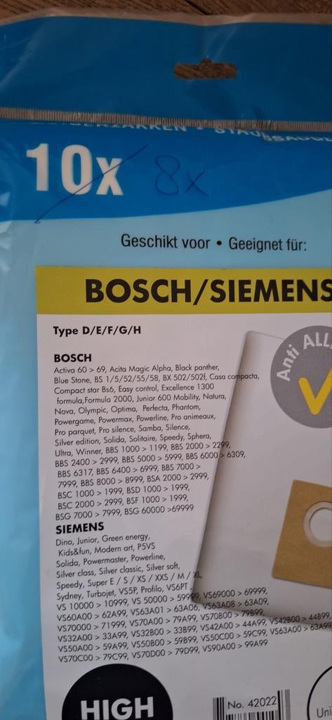 Stofzuigerzakken Siemens Bosch (10 nieuw, 8 geopend), Ophalen of Verzenden