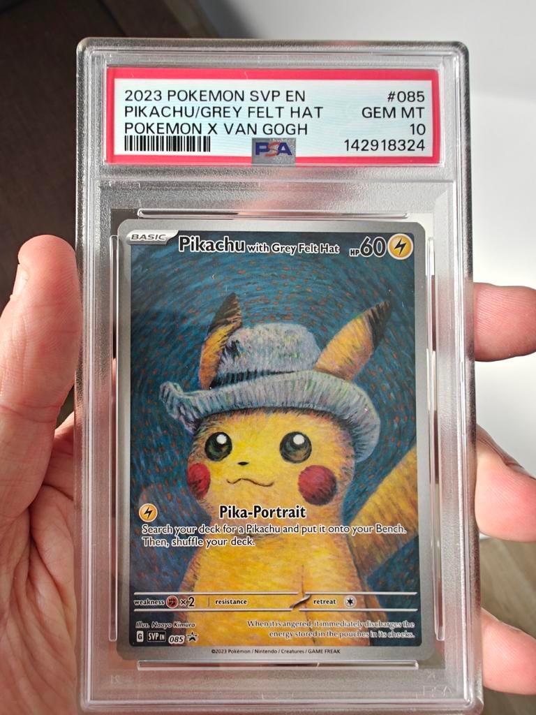 PSA 10 Pikachu Felt Hat Pokemon X Van Gogh Kaart, Ophalen of Verzenden, Nieuw