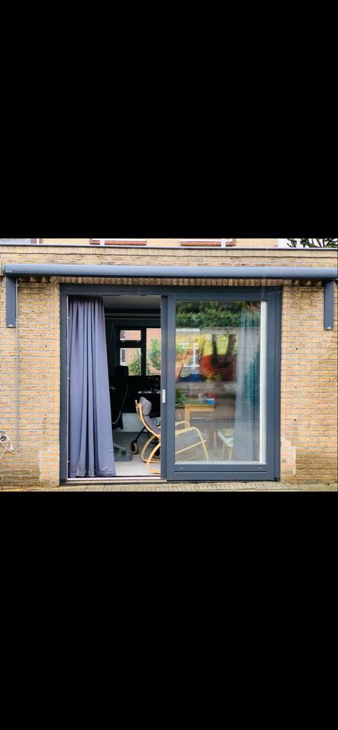 Elektrisch knikarmscherm zonnescherm 380x300 cm, Ophalen, Gebruikt, Elektrisch, 250 cm tot 450 cm