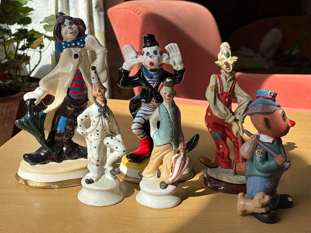 6 beeldjes van clowns, Ophalen of Verzenden, Gebruikt, Overige typen