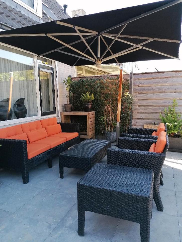 Tuinmeubelen, Tuin en Terras, Tuinsets en Loungesets, Gebruikt, Loungeset, Kunststof, Bank, Bijzettafel, Stoel, Ophalen