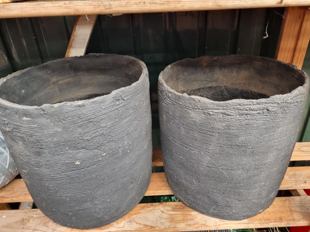 Bloempotten., Ophalen, Rond, Riet