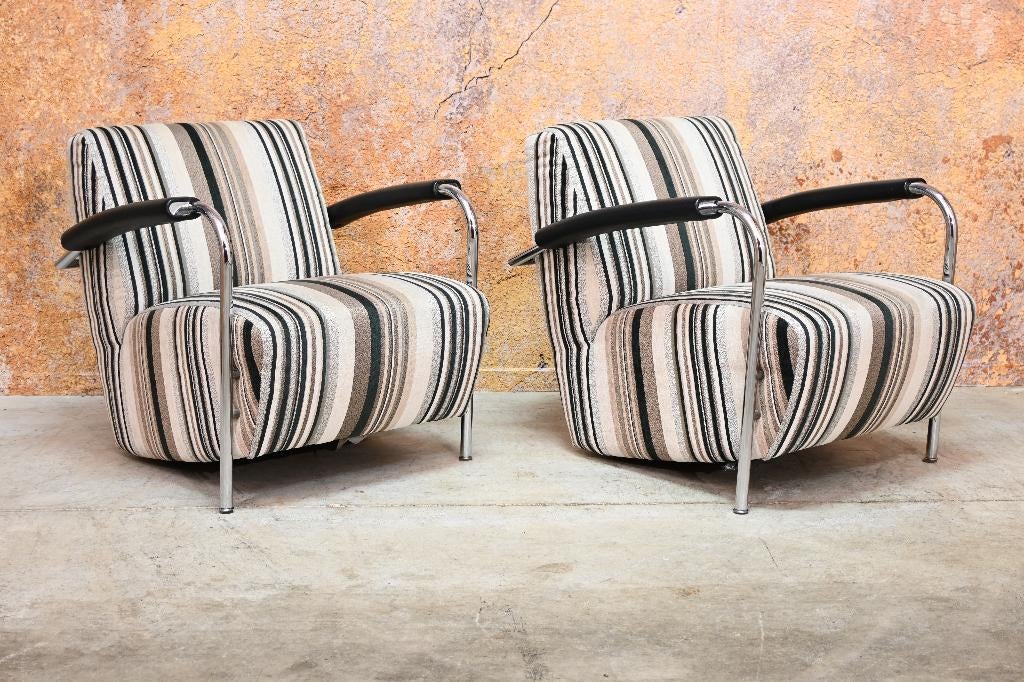 ZGANieuw 2 stoffen Leolux Scylla design fauteuils, Huis en Inrichting, Leolux, Leolux, Leer, 75 tot 100 cm