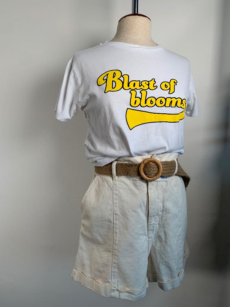 Baum und Pferdgarten T-shirt met print wit geel zwart S/36, Kleding | Dames, T-shirts, Verzenden, Wit, Baum und Pferdgarten, Zo goed als nieuw