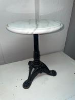 Antieke Marmeren Bijzettafel met Gietijzeren Voet, Ophalen of Verzenden, Gebruikt, Rond, Overige materialen