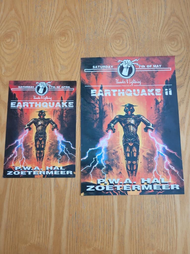 Earthquake 1 + 2 flyer ( hardcore gabber thunderdome ), Ophalen of Verzenden