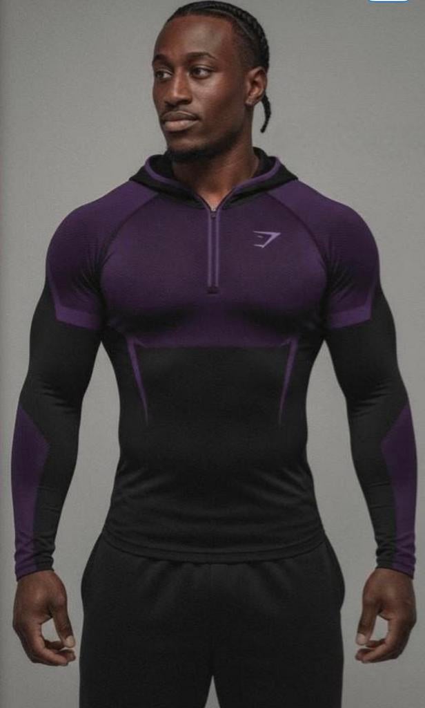 Gymshark Onyx 5.0 Seamless Hoodie S Paars, Kleding | Heren, Sportkleding, Fitness, Paars, Nieuw, Ophalen of Verzenden