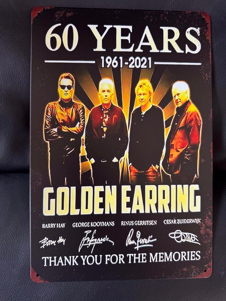 Golden Earring 60 Jaar Jubileum  Bord 30 bj 20, Ophalen of Verzenden, Nieuw, Poster, Artwork of Schilderij, Gesigneerd